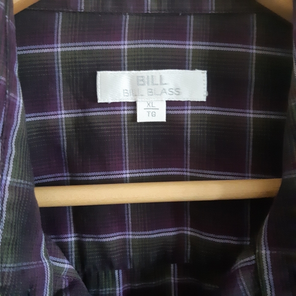 Bill Blass | electric purple plaid dress shirt - Picture 2 of 3